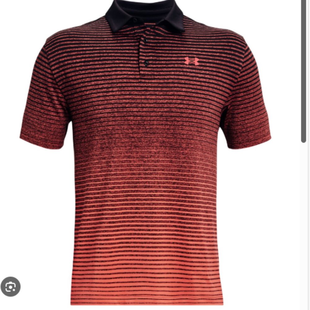 Under Armour Mens Playoff Polo Up and Down Stripe red, black large